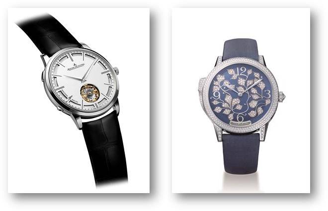 (izq-der) Jaeger-LeCoultre Master Ultra Thin Minute Repeater Flying Tourbillon; Jaeger-LeCoultre Rendez-Vous Ivy Minute Repeater 