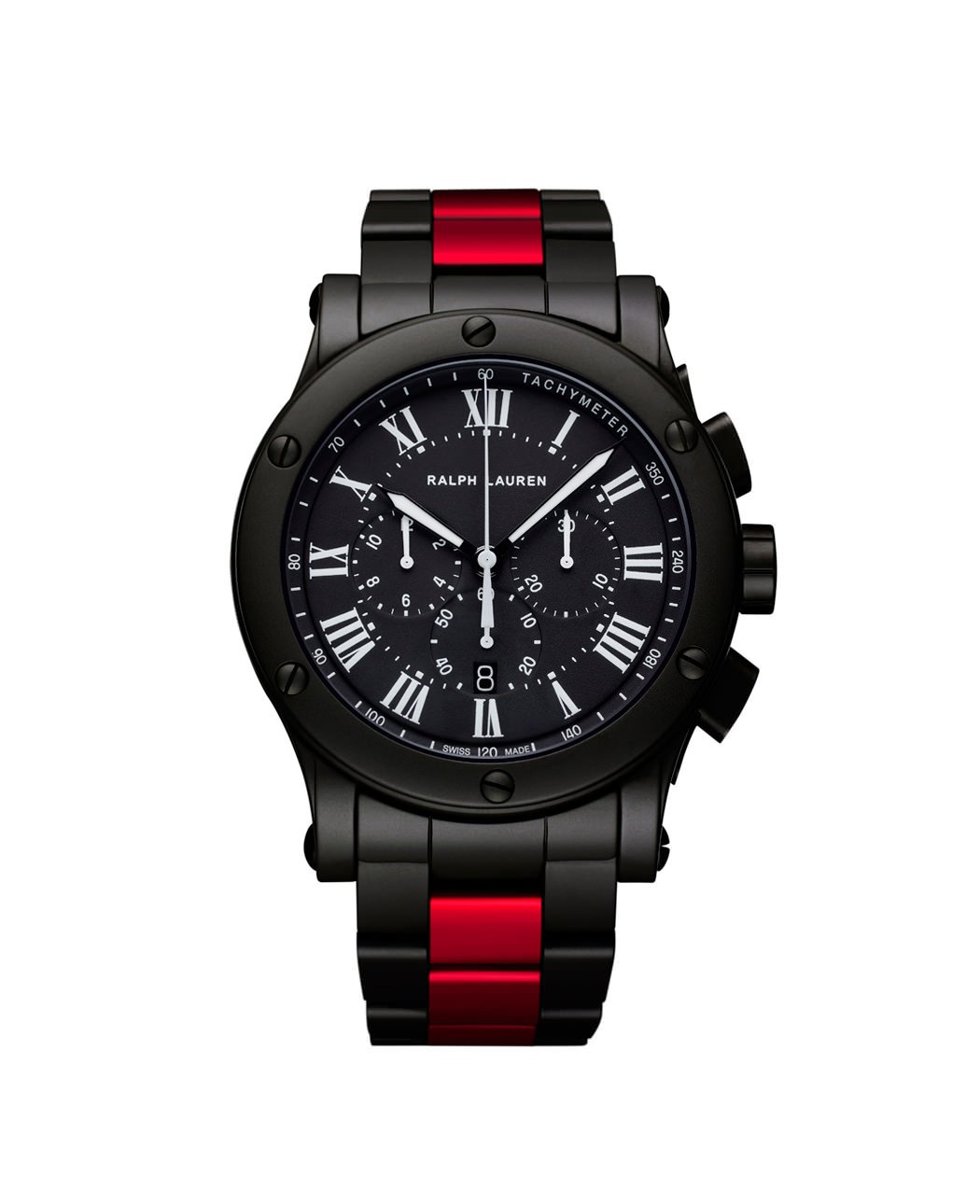 SPORTING (Modelo Cronógrafo - Cerámica Negra Mate con Correa Rojo Racing) de Ralph Lauren