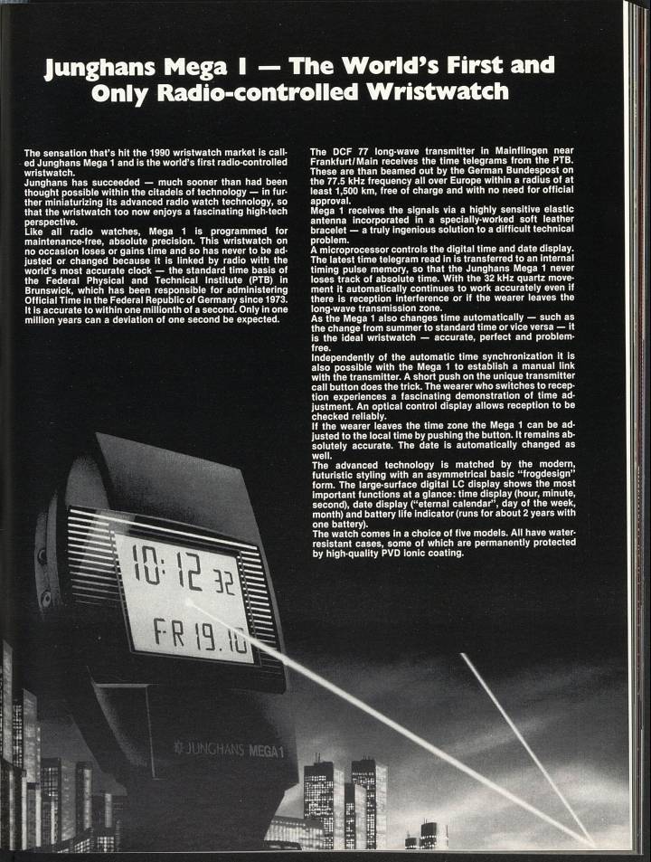 El lanzamiento del Junghans Mega en 1990 en Europa Star.