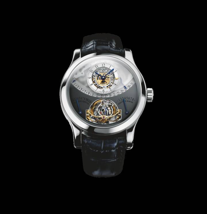 Jaeger-LeCoultre Master Gyrotourbillon 1 (2004). Jaeger-LeCoultre lanzó este modelo justo antes de que otros modelos de tourbillon multieje salieran al mercado, entre ellos, Jean-Pierre Golay, que en aquel momento trabajaba para Franck Muller en Genthod, y el relojero independiente Thomas Prescher.