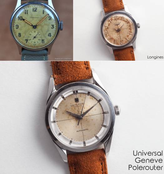 Ejemplos de esferas podridas – el Longines tiene un precio minorista de 2.350 USD