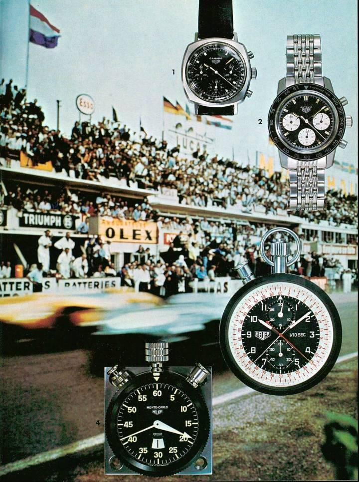 Autavia, Camaro, Monte-Carlo: Heuer es conocido por su vínculo con el mundo del automóvil de los años 60.