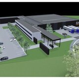 Una representación 3D del futuro centro de almacenaje y distribución Europeo de Ice-Watch en Bastogne 