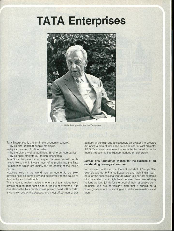El lanzamiento de Titan, la división relojera del Grupo Tata, se anunció en 1985 en Europa Star