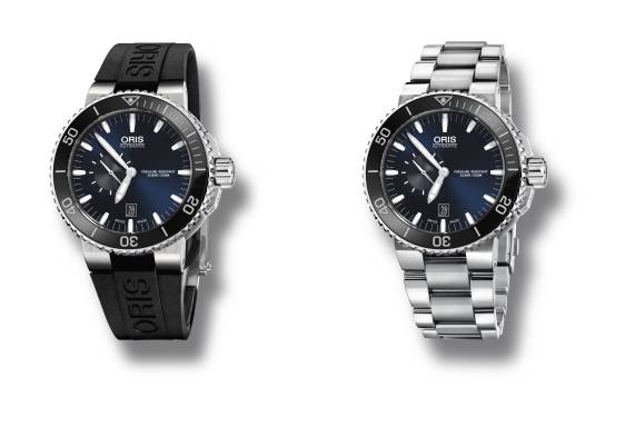 Dos versiones del nuevo Oris presenta el Oris Aquis Small Second, Date, con correa de caucho y con brazalete de acero inoxidable