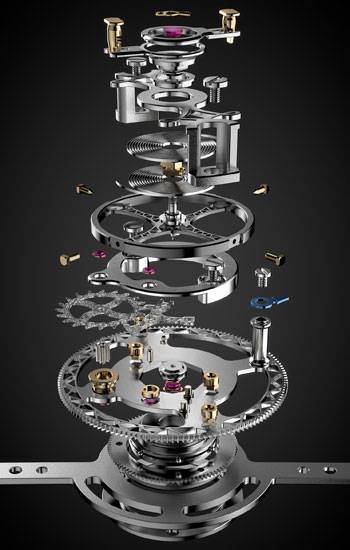 El movimiento que conduce el Osmior Tourbillon de la Manufacture Horlogère de la Vallée de Joux (MHVJ)