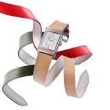 El Jaeger-LeCoultre Grande Reverso Ultra Thin con las correas Rojo “ribes”, Verde “muschio«o Beige»canneté"