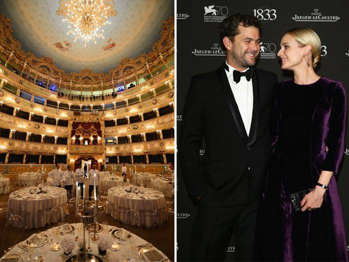 Izquierda: El Teatro La Fenice (Venecia) - Derecha: Joshua Jackson & Diane Kruger luciendo la Jaeger-LeCoultre Joaillerie 101 Watch