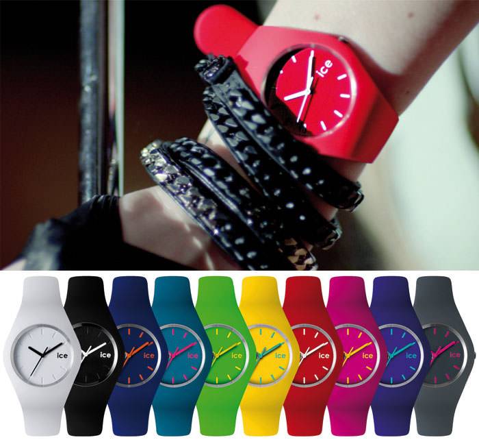 Arriba: el Red ICE llevado por Avril Lavigne - Abajo: la ICE Collection de Ice-Watch