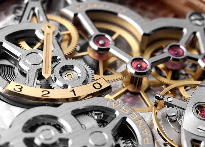 El calibre P.3001/10, entiramente desarrollado fabricado por la manufactura de Officine Panerai en Neuchâtel