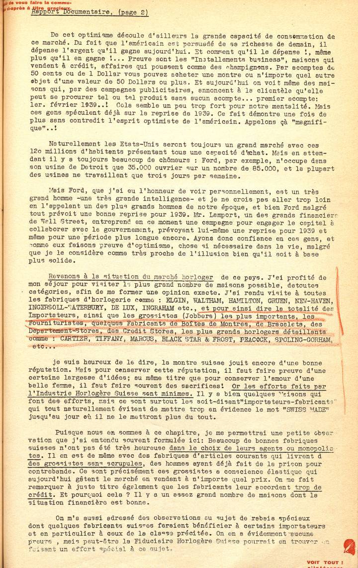En 1938, durante un viaje de documentación a América, el fundador de Europa Star, Hugo Bucher, visitó a los actores del sector relojero, entre ellos Tiffany & Co., a la que en su informe describe como horloger détaillant, o “distribuidor de relojes”.