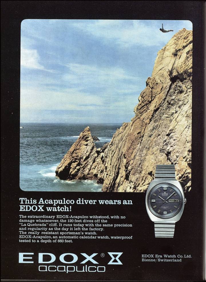 Edox en Europa Star en 1968, una década en la que la marca enfatizó su vínculo con la náutica y el mundo marino.