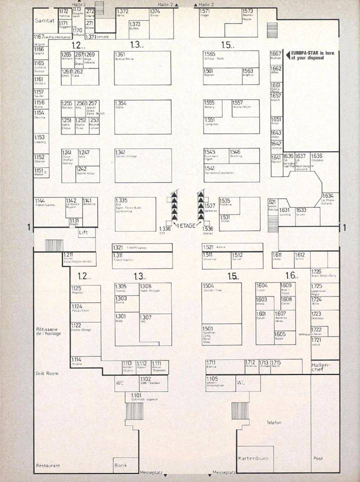 Un plano de la Feria de Basilea en 1975. Después de los stands gigantes de las dos últimas décadas, ¿veremos un regreso al lujo más discreto en 2021?