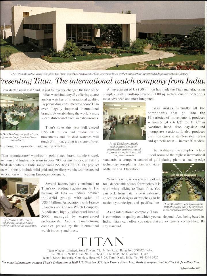 En 1991, una visita a las instalaciones de Titan, que se estableció como el actor líder en la industria relojera de la India.