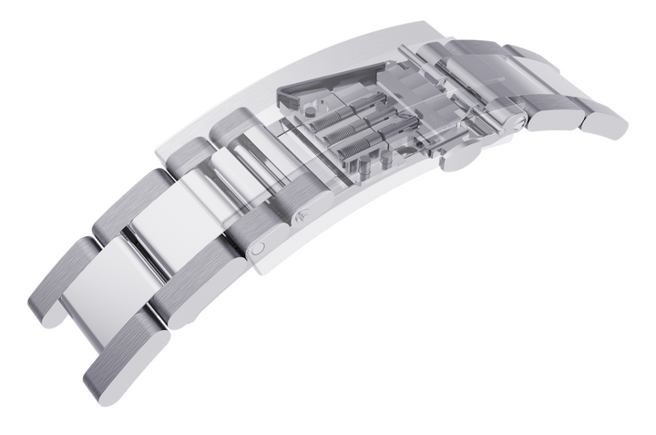 El sistema Watchlock®, integrado en el cierre desplegable, está diseñado para evitar que el reloj se pierda por apertura accidental o intencionada del cierre. La cerradura se activa y desactiva mediante una mini-llave (suministrada en su propio llavero).