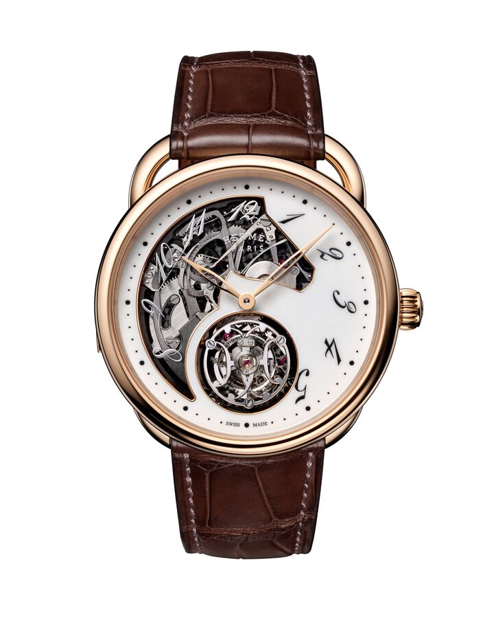 Arceau Lift Tourbillon Répétition Minutes con esfera lacada en blanco 